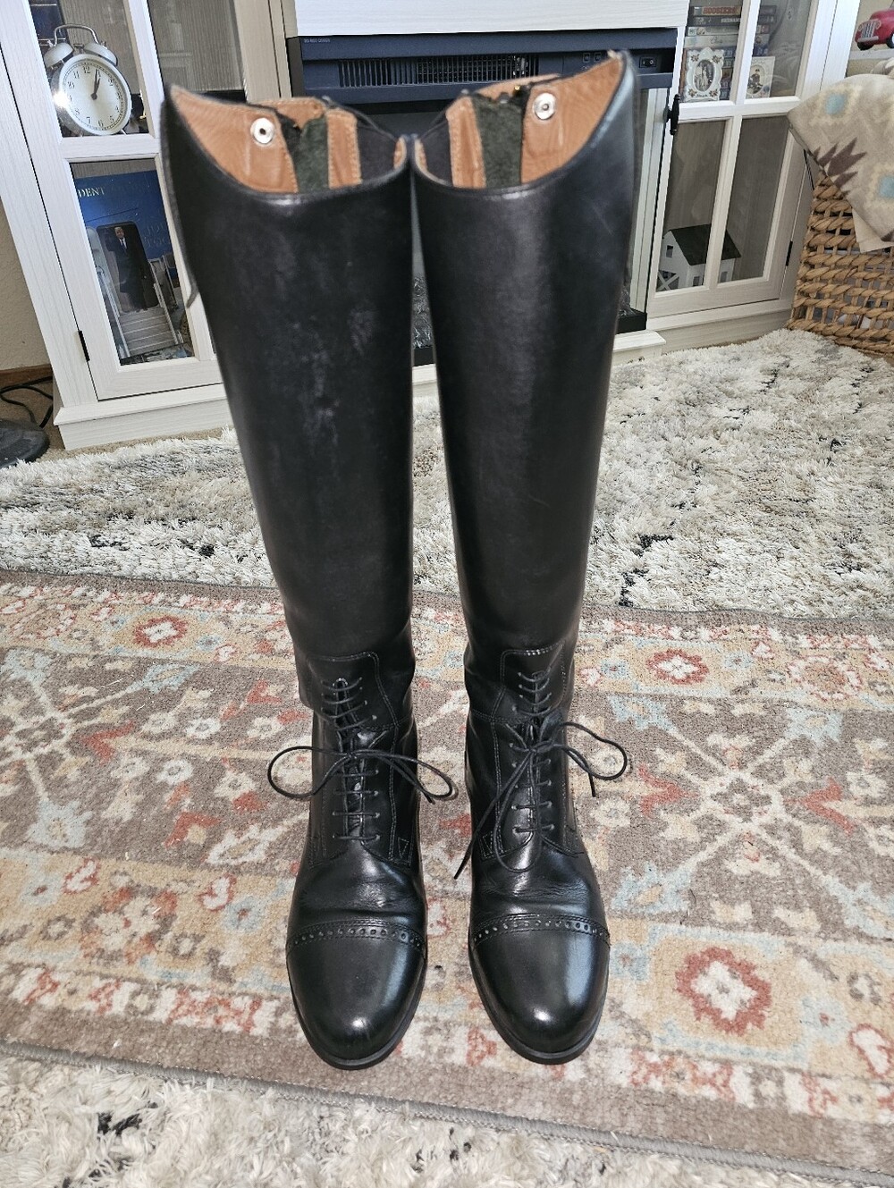 ARIAT Crowne Pro Riding Equestrian Boots Black Leather Size US6.5/EU36.5/UK4.0